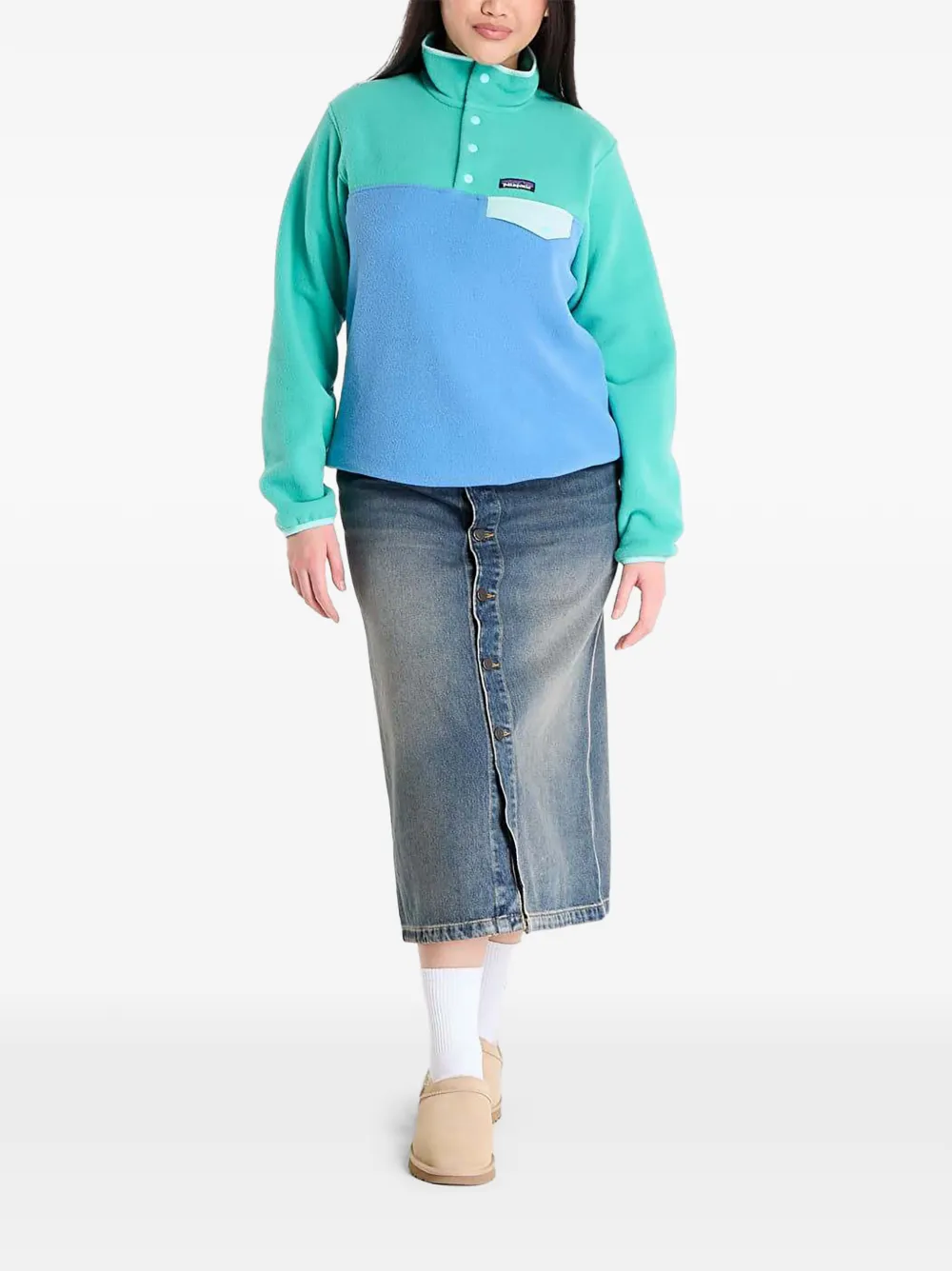 Patagonia Synchilla Snap-T fleece jack met colourblocking Groen