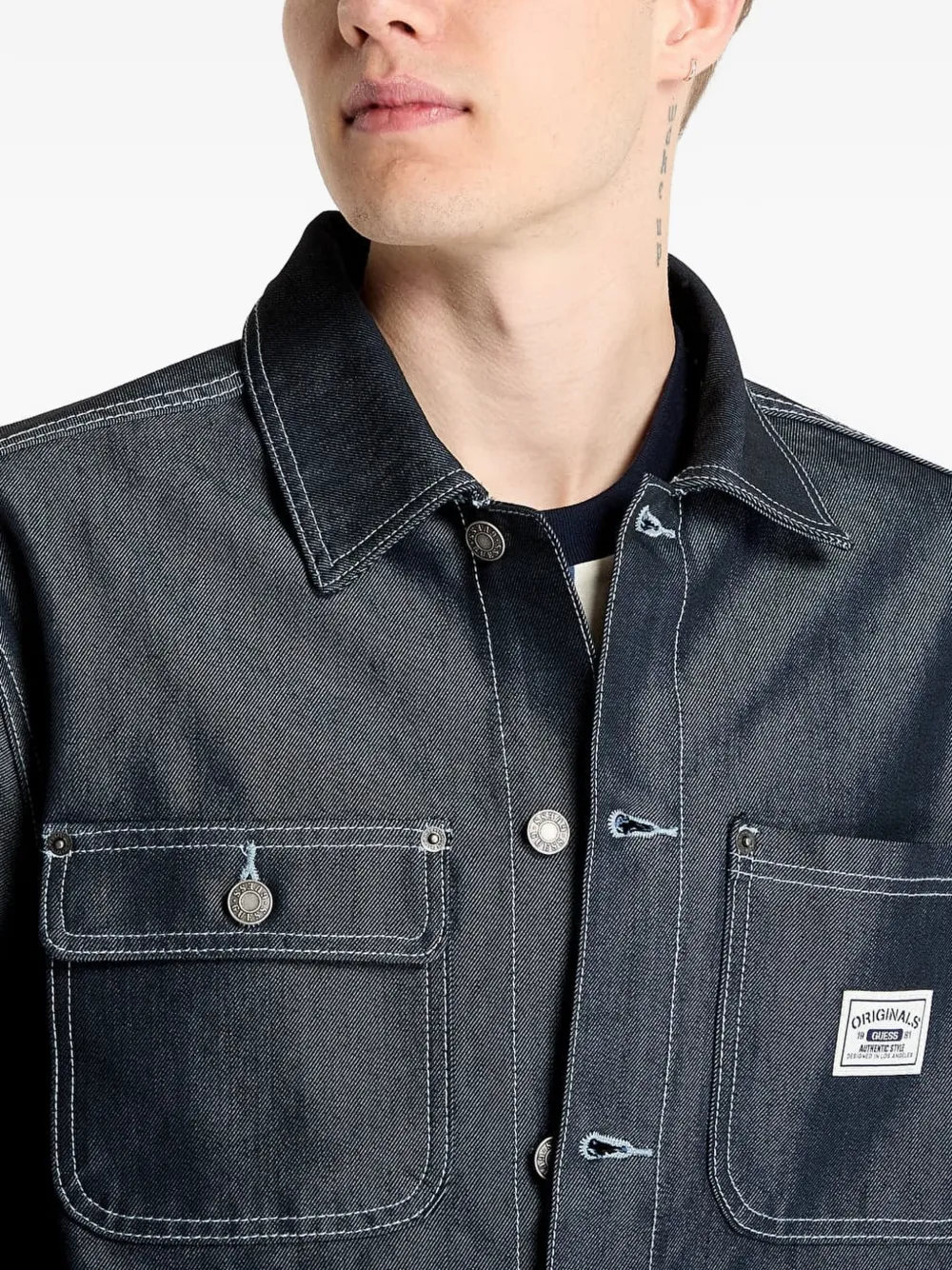 GUESS USA Originals Chore denim jack met contrasterend stiksel Blauw