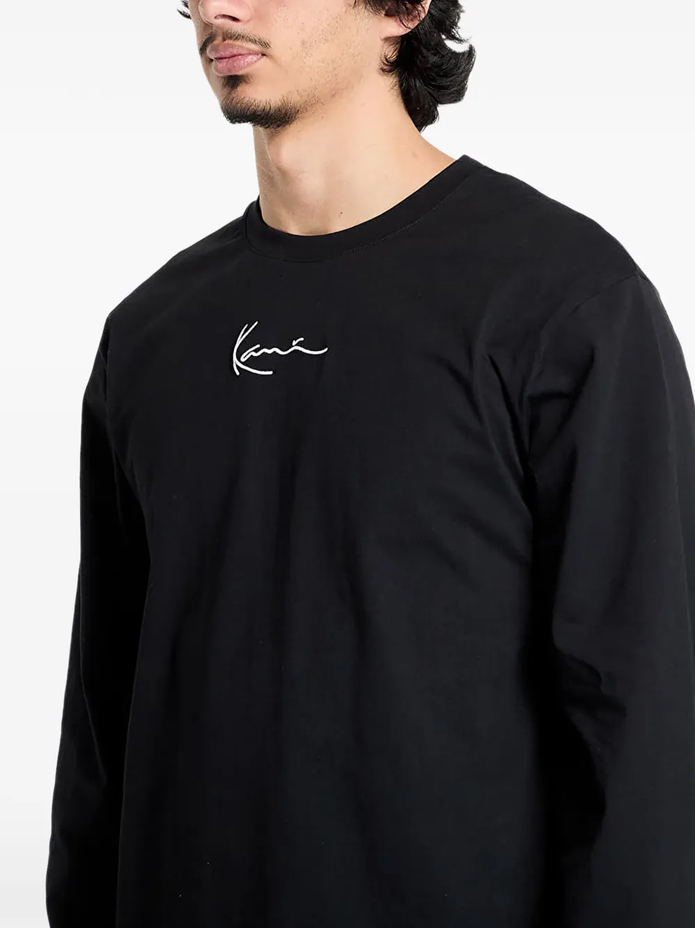 karl kani T-shirt met logodetail en lange mouwen Zwart