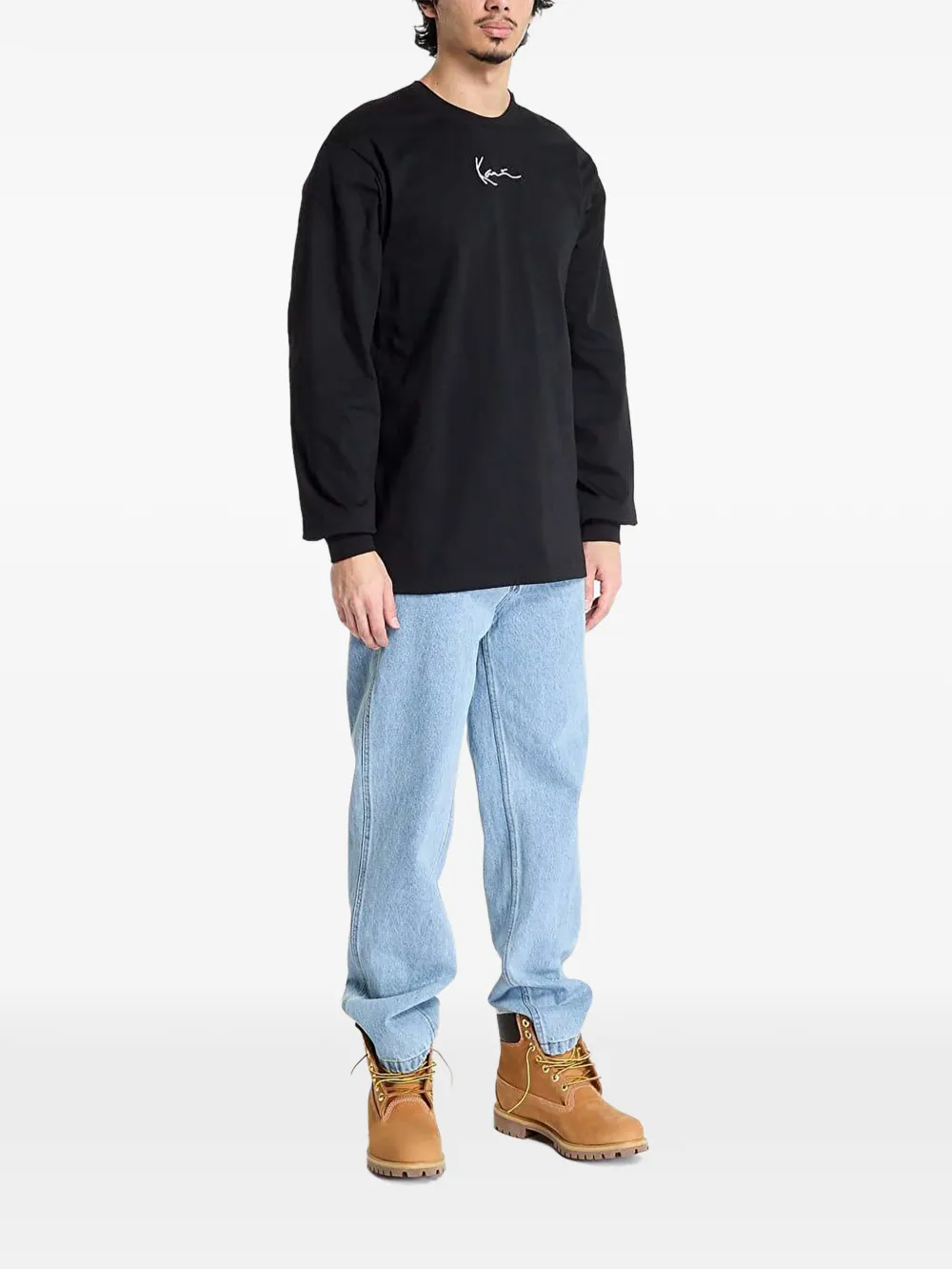 karl kani T-shirt met logodetail en lange mouwen Zwart