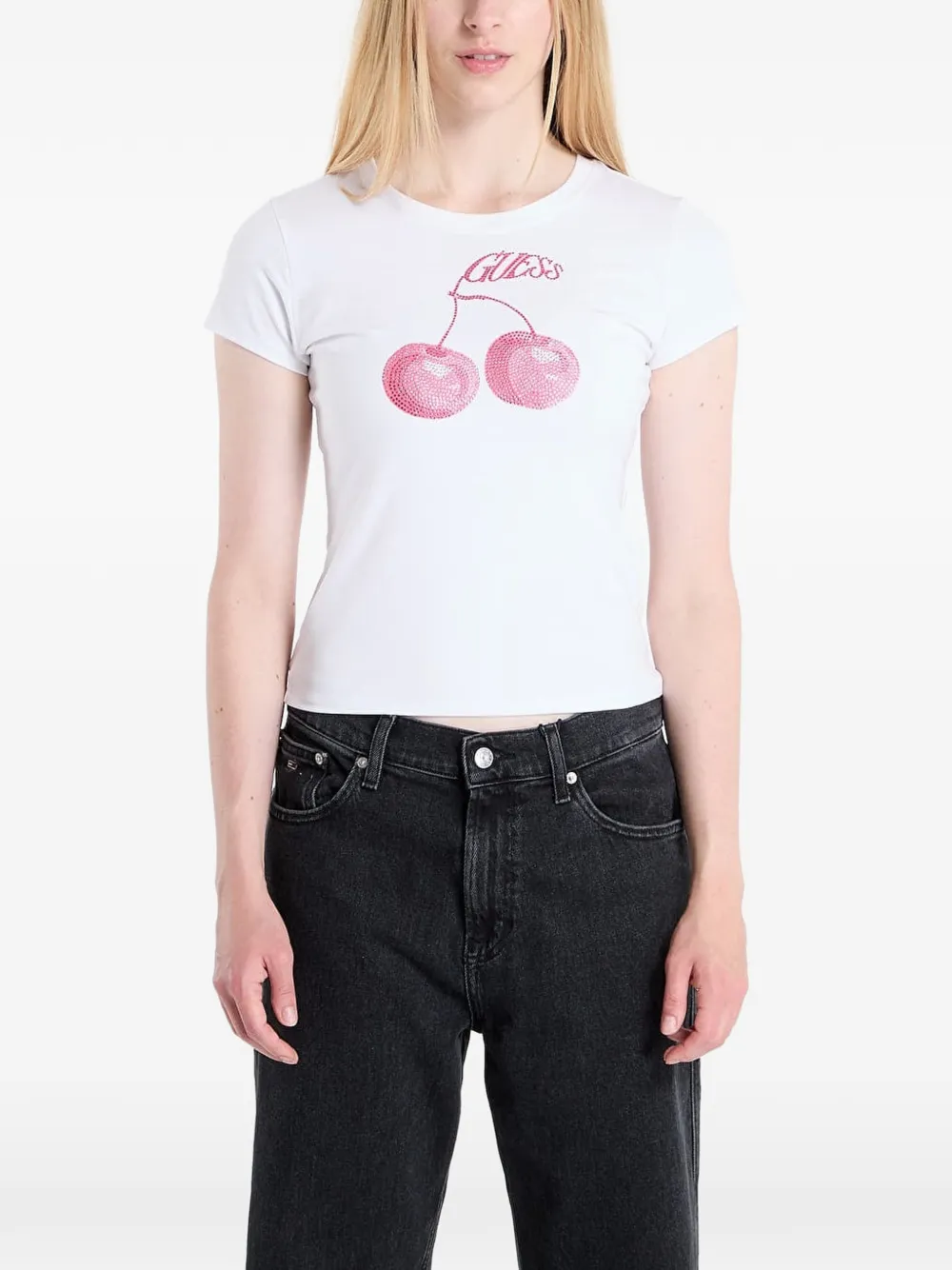 GUESS USA cherry-embellished T-shirt Wit