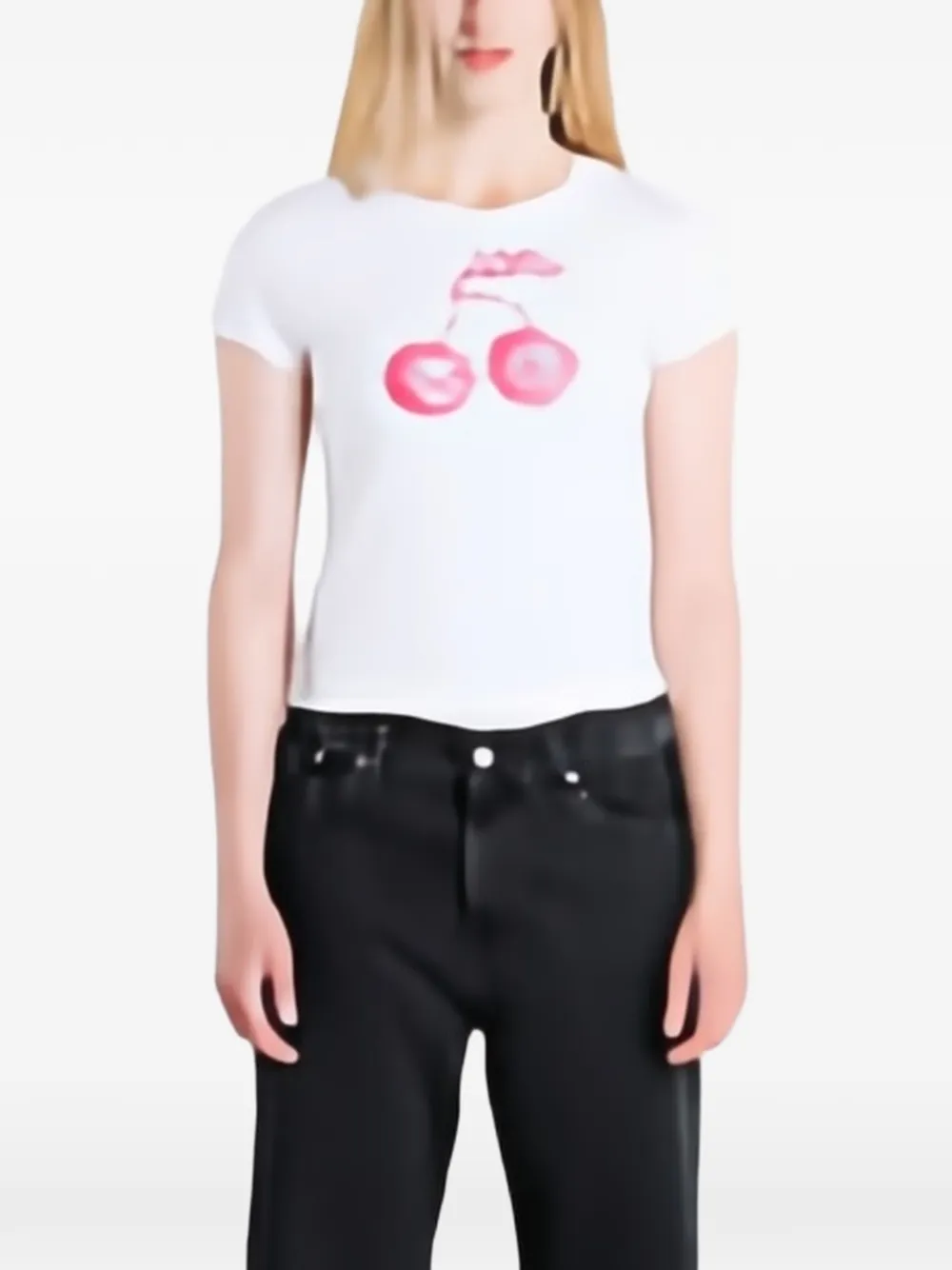 GUESS USA cherry-embellished T-shirt - Bianco
