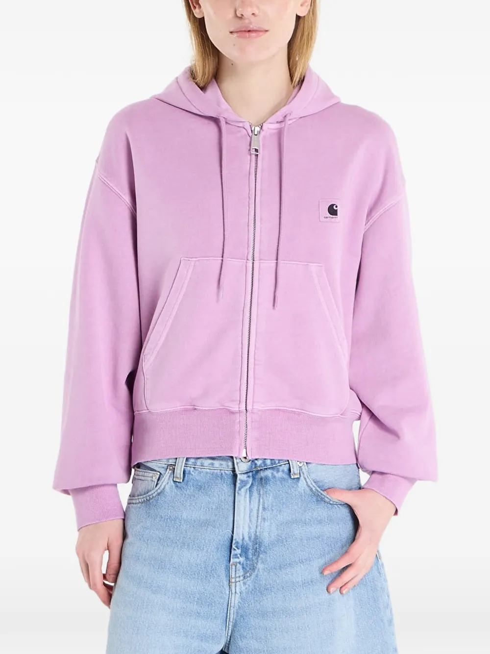 Carhartt WIP Nelson logo-patch zip-up hoodie - Viola