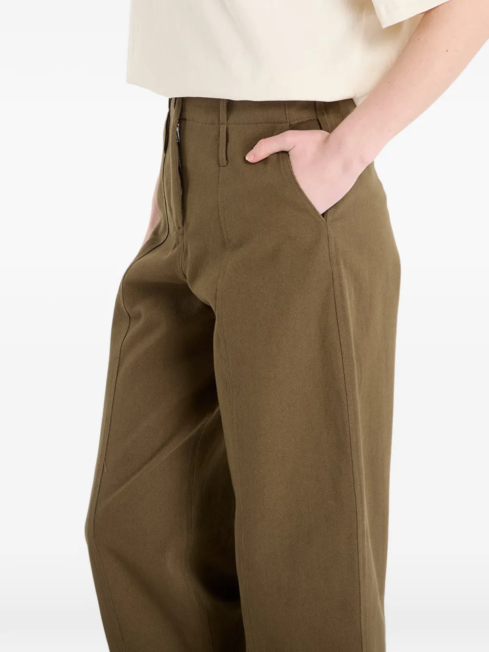 SAMSOE Sadide broek met naaddetail Groen