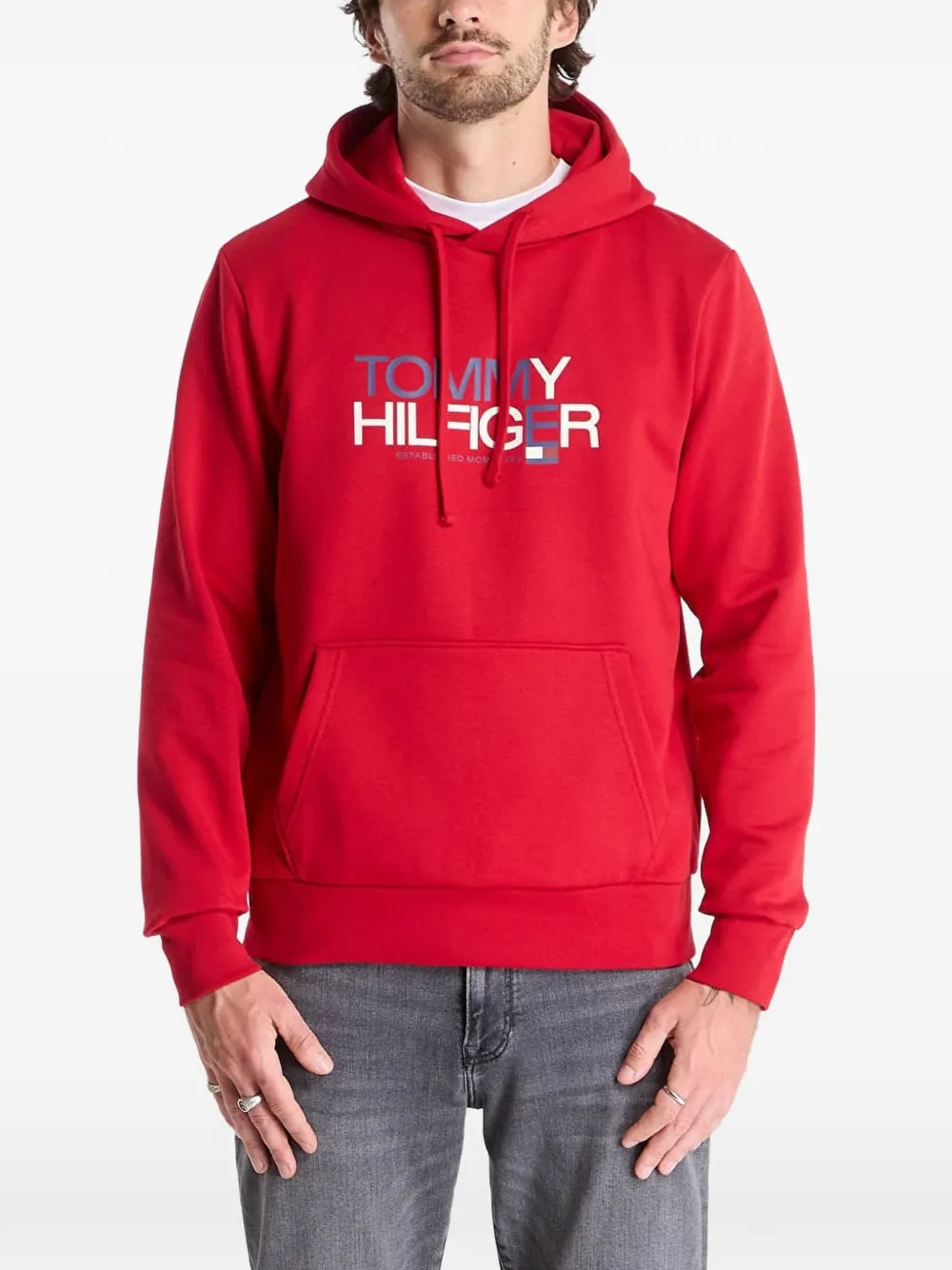 Tommy Hilfiger logo-print hoodie - Rosso