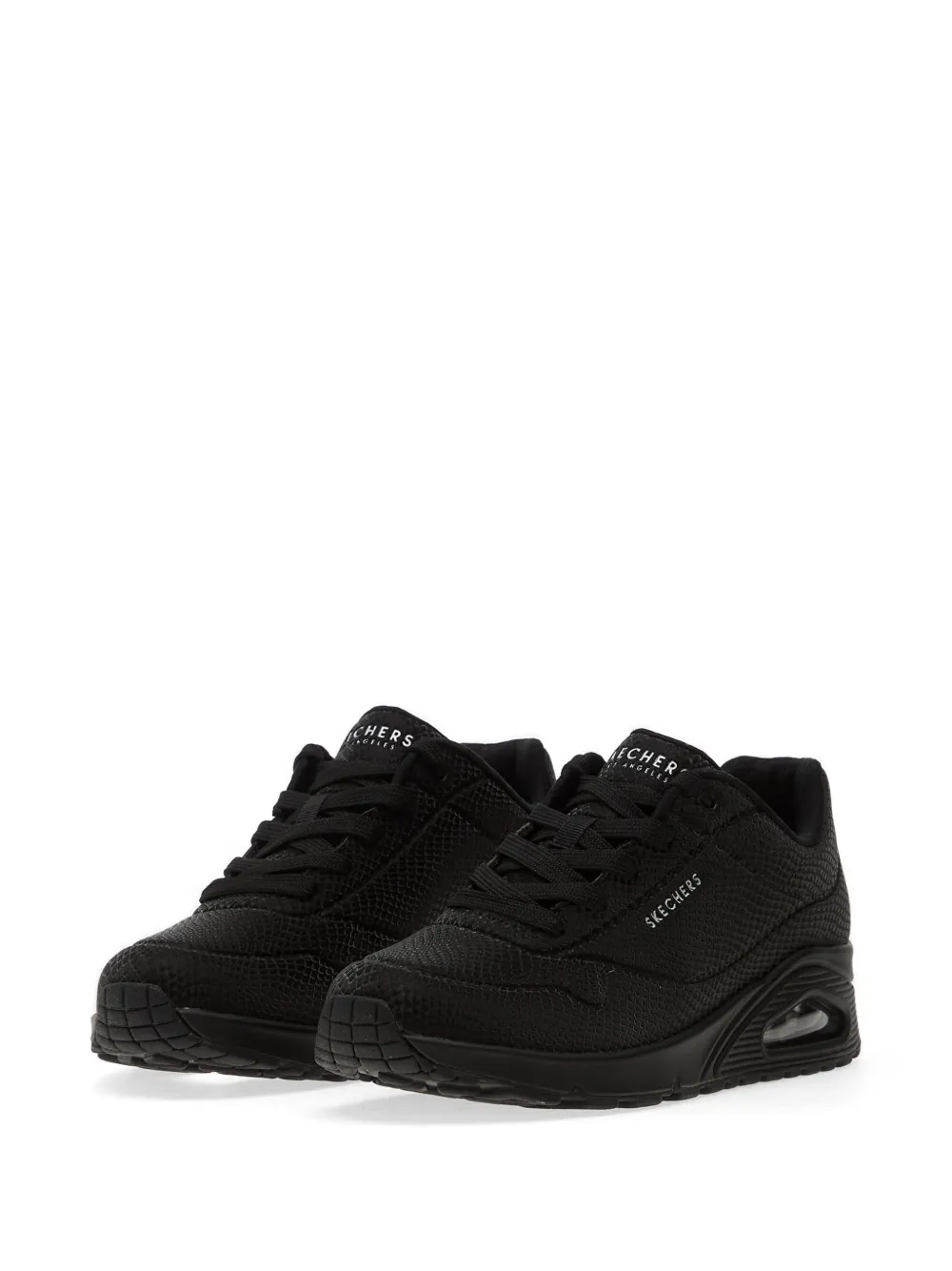 Skechers Uno Shiny Scale sneakers met slangenleer-effect Zwart