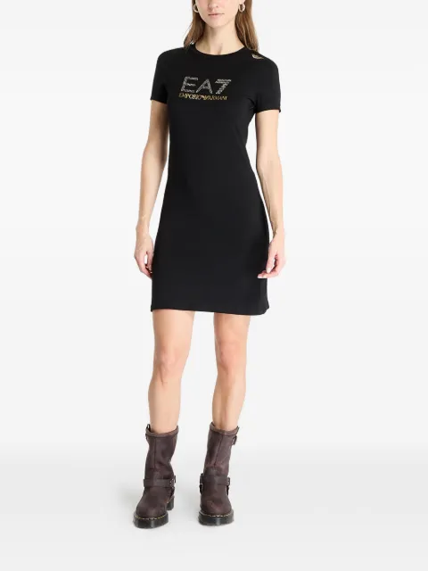 Ea7 Emporio Armani crew neck logo-detail mini dress