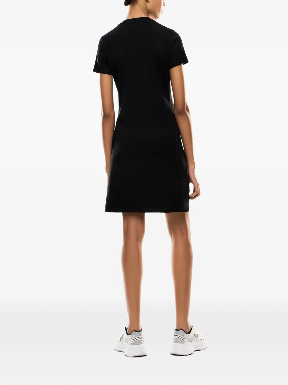 Ea7 Emporio Armani Jurk met stras en logoprint Zwart