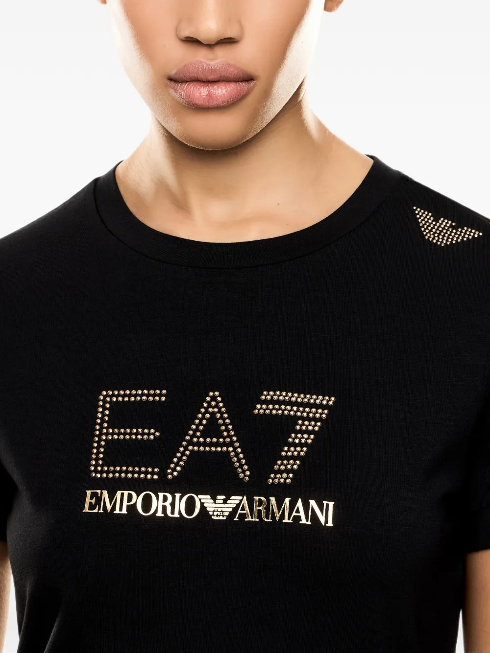 Ea7 Emporio Armani Jurk met stras en logoprint Zwart