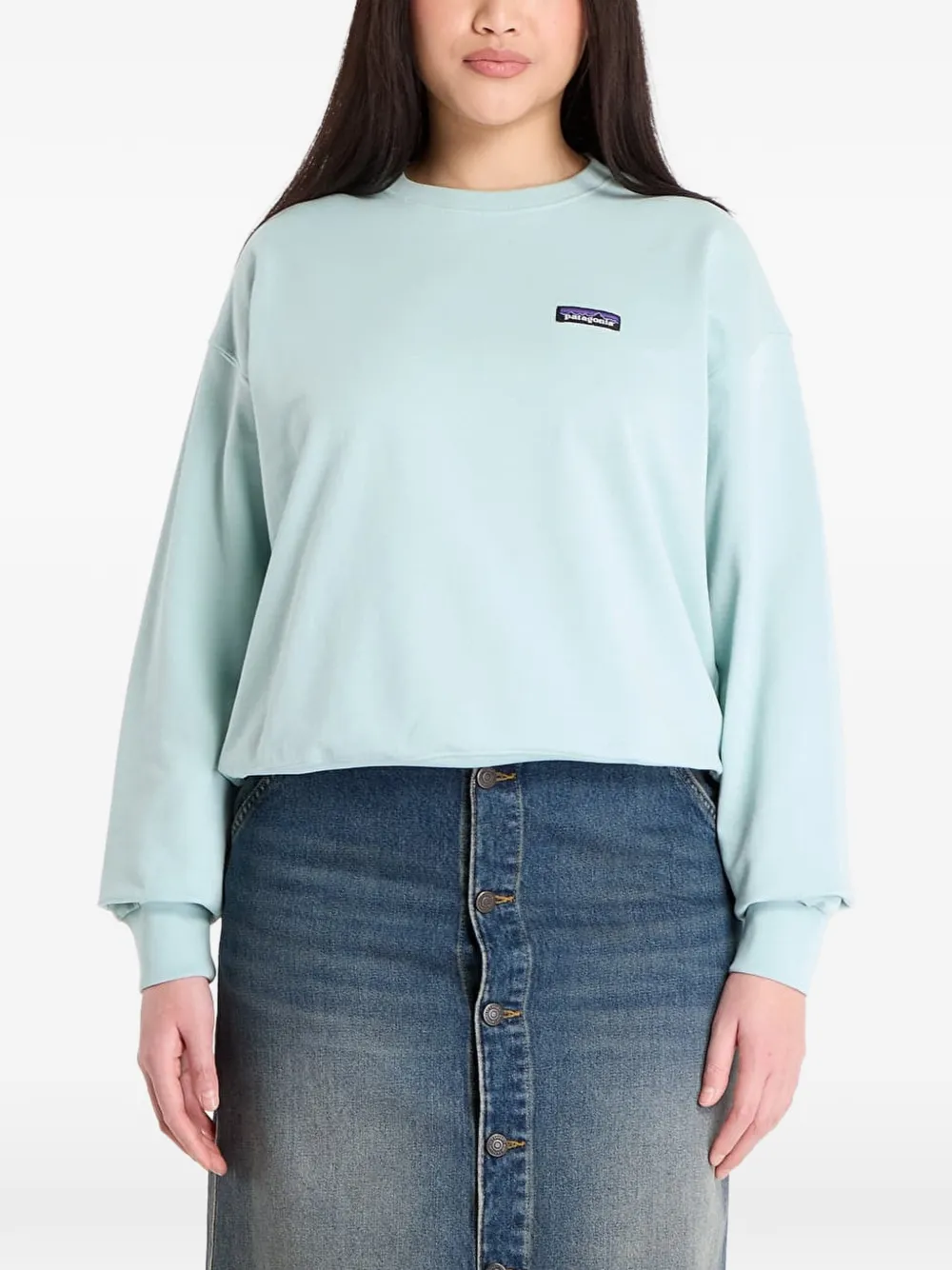 Patagonia Daily Crew Logo-patch Sweatshirt In Blue