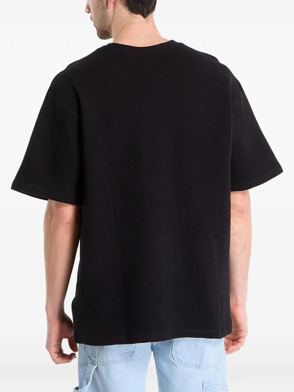 karl kani Wafelgebreid katoenen T-shirt met geborduurd logo Zwart