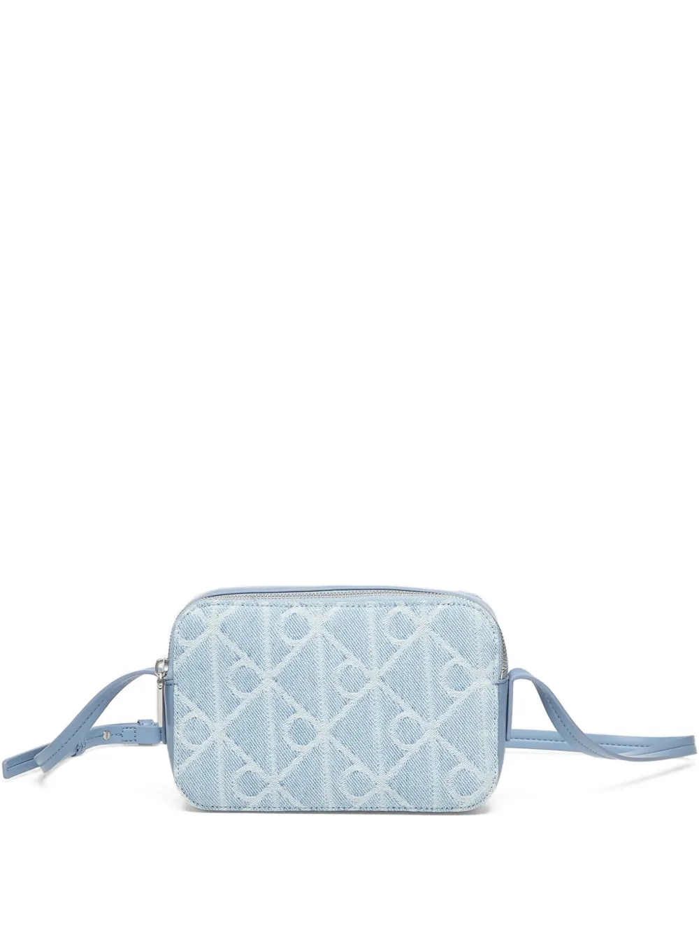 Calvin Klein monogram-pattern denim shoulder bag - Blau