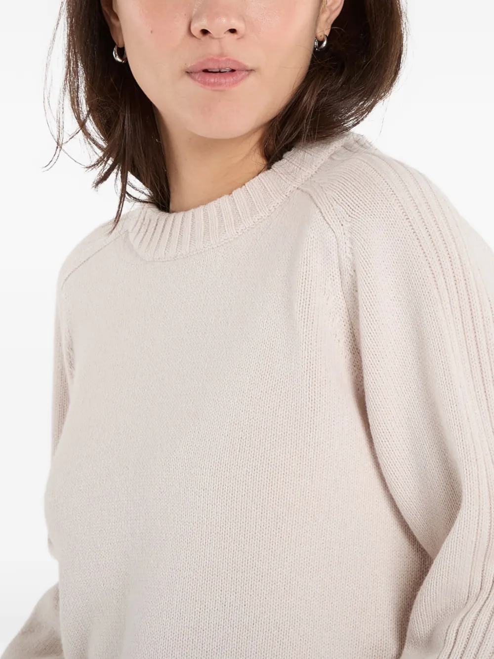 Samsoe & Samsoe Ribbed Raglan-sleeve Sweater In Neutral
