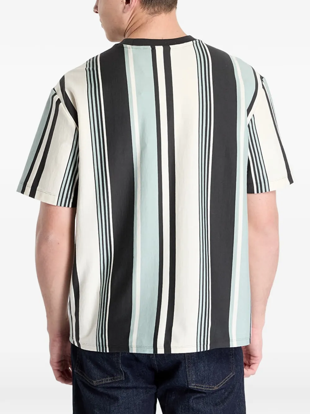 GUESS USA T-shirt met geborduurd logo en verticale streep Zwart