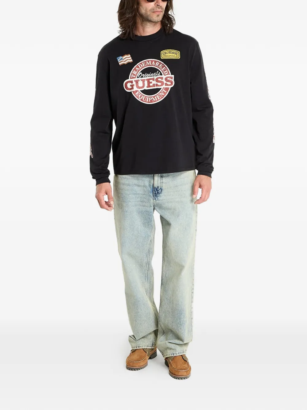 GUESS USA T-shirt met print Zwart