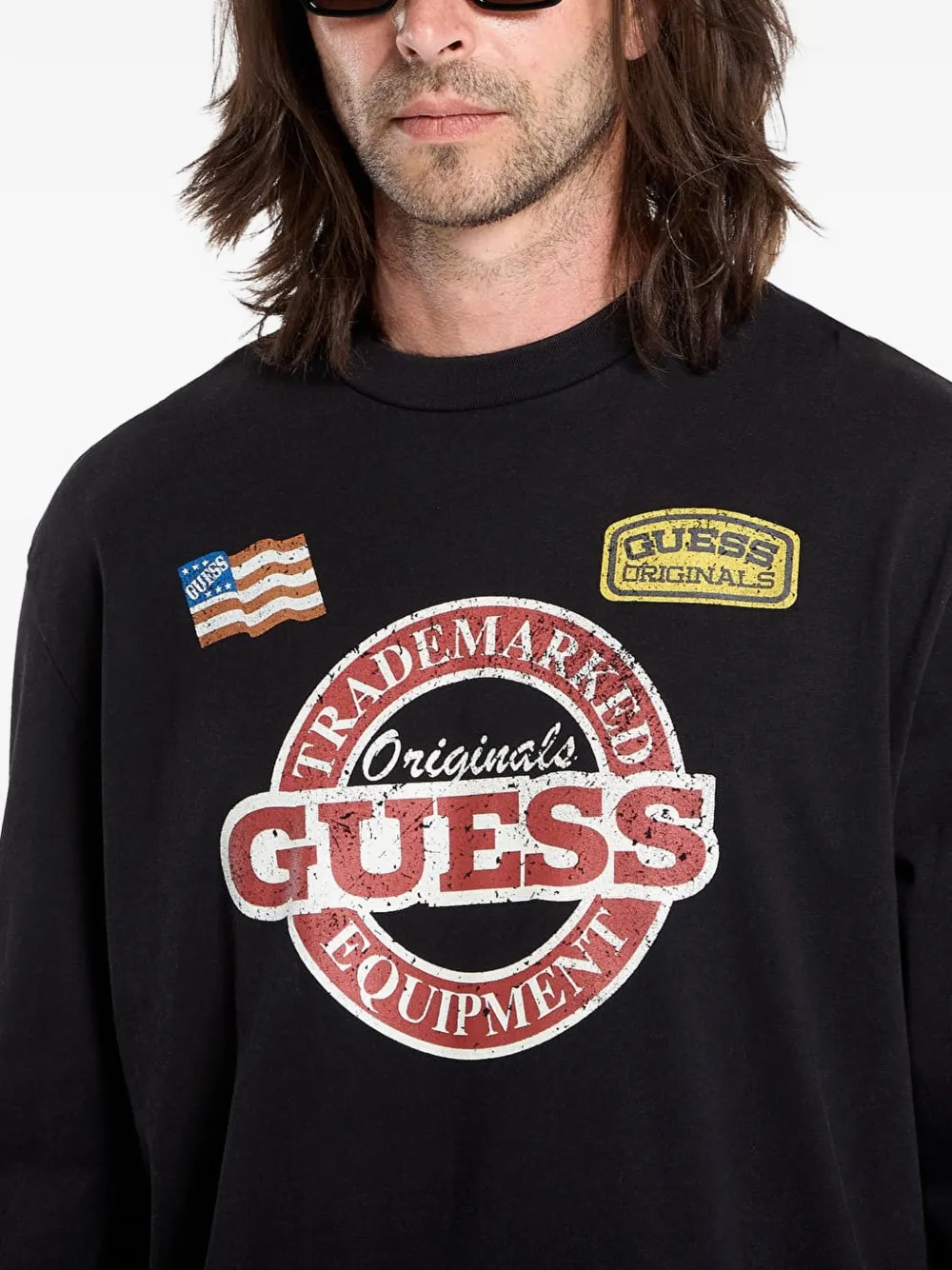 GUESS USA T-shirt met print Zwart