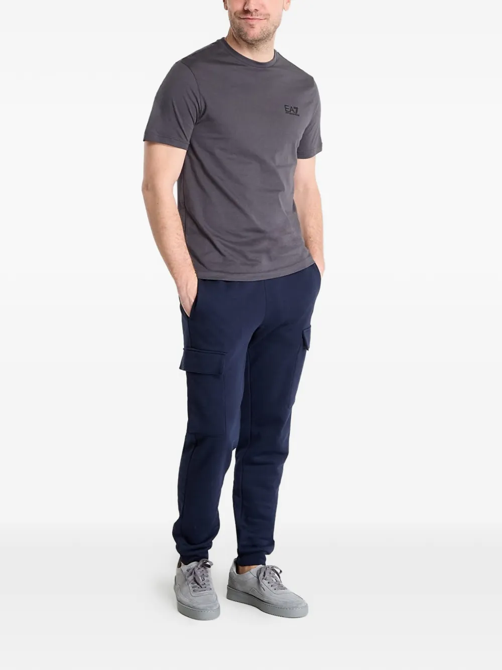 Ea7 Logo-print T-shirt In Gray