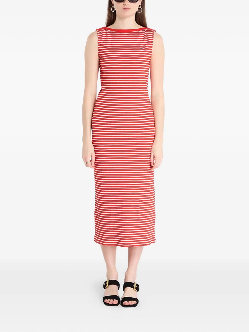Tommy Hilfiger Abito midi a righe - Rosso