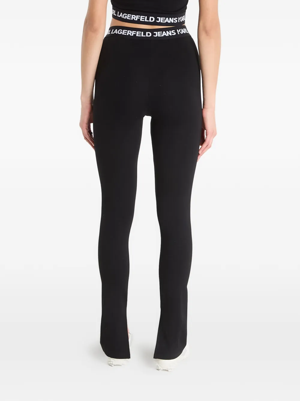 Karl Lagerfeld Jeans Milano legging met logoband en split in de manchetten Zwart