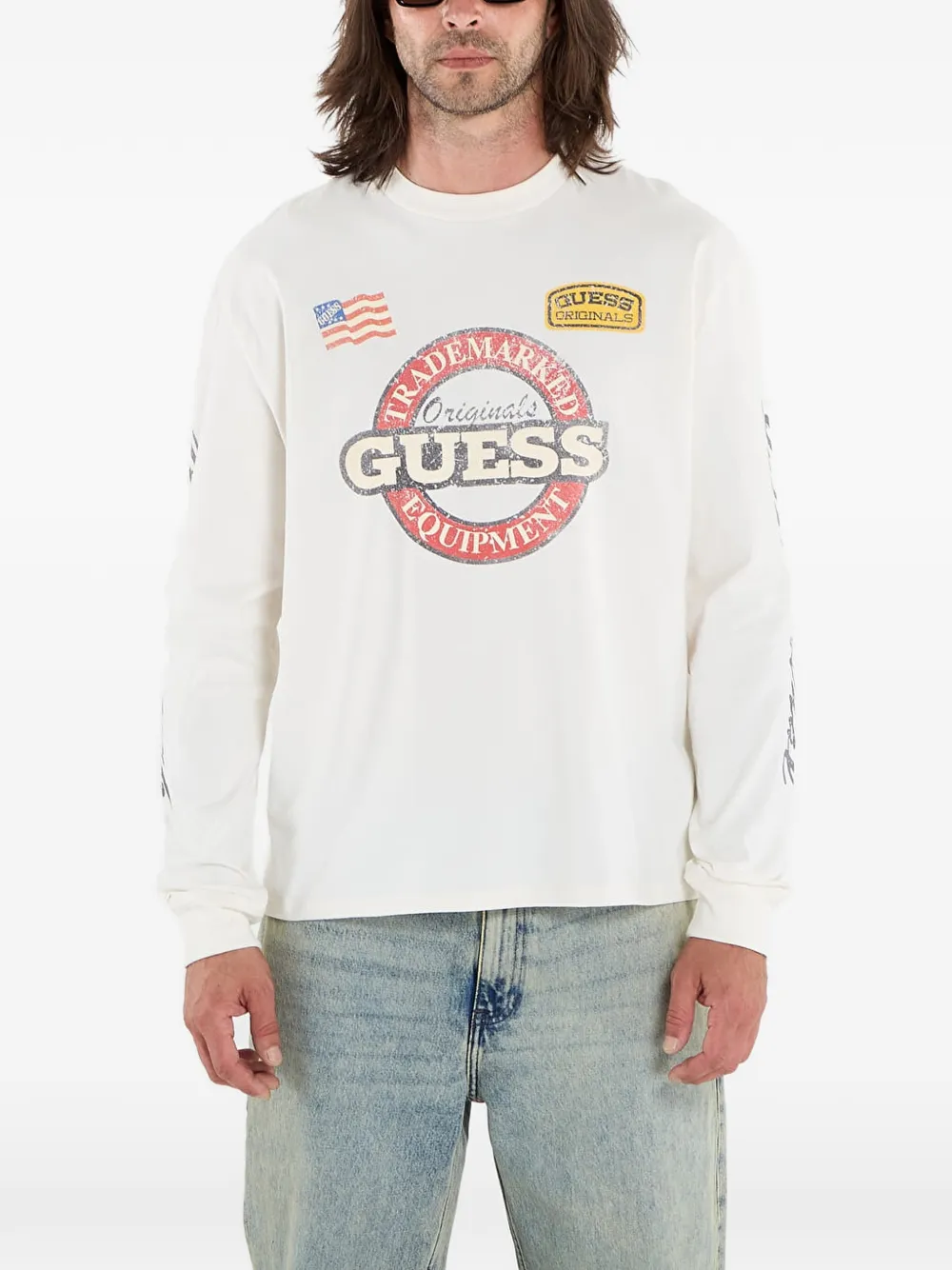 GUESS USA Originals Cn Ls Int Race T-shirt - Toni neutri
