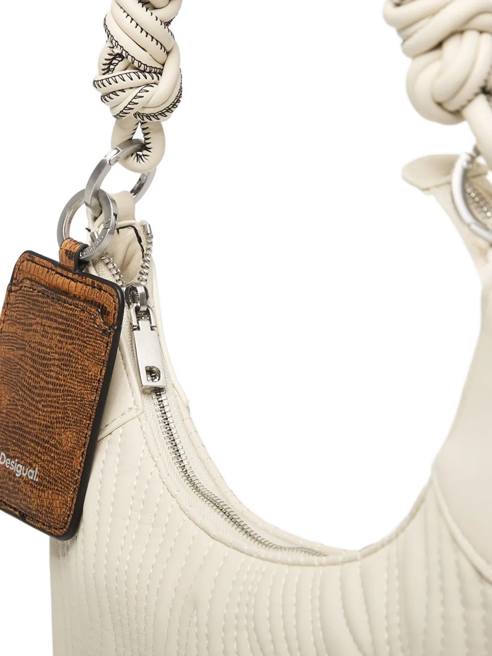Desigual Helium gewatteerde schoudertas met gevlochten handgreep Beige