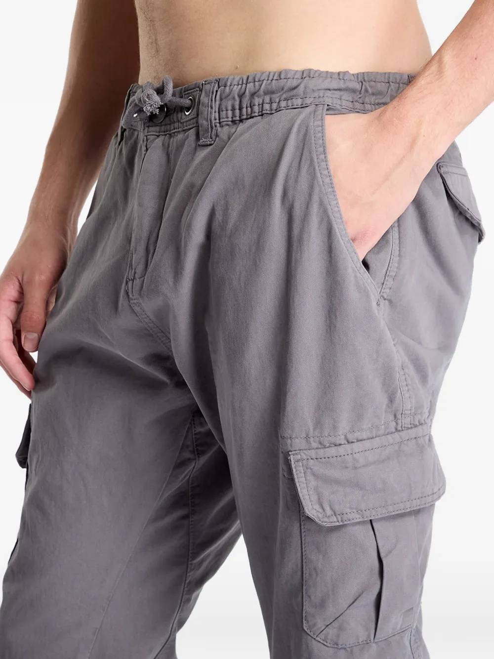 Urban Classics Elasticated-waist Cargo Pants In Gray