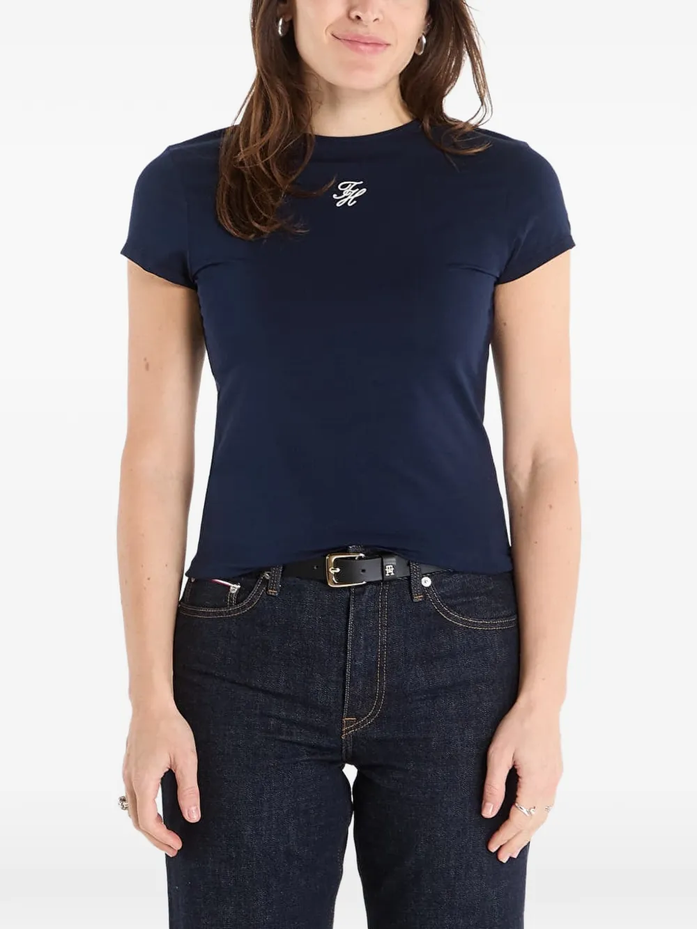 Tommy Hilfiger logo-embroidered T-shirt - Blu