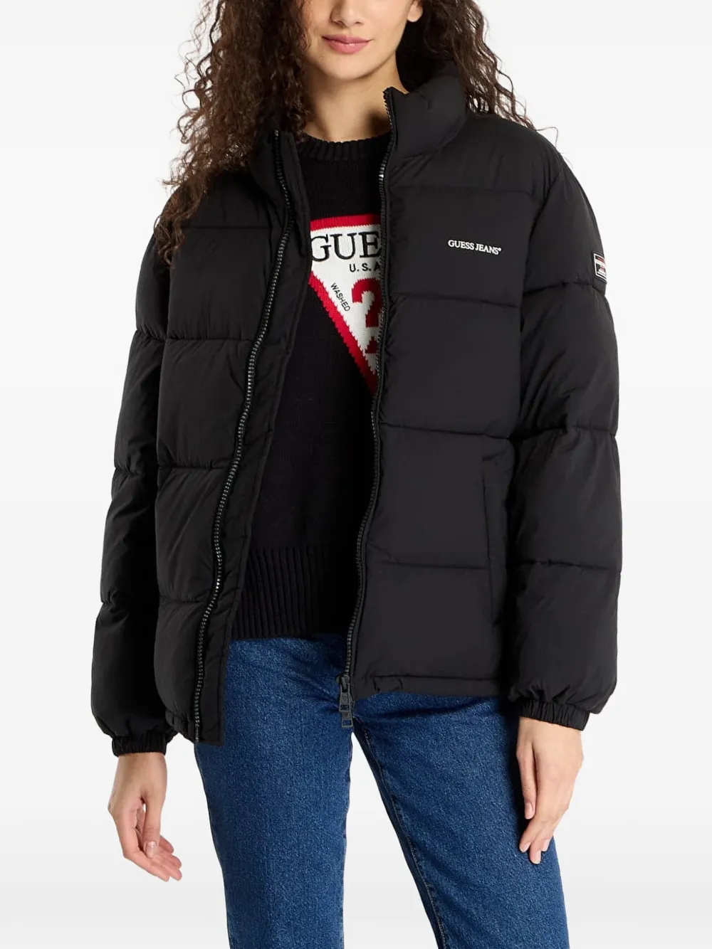 GUESS USA Gefütterte Jacke mit Logo-Print - Schwarz