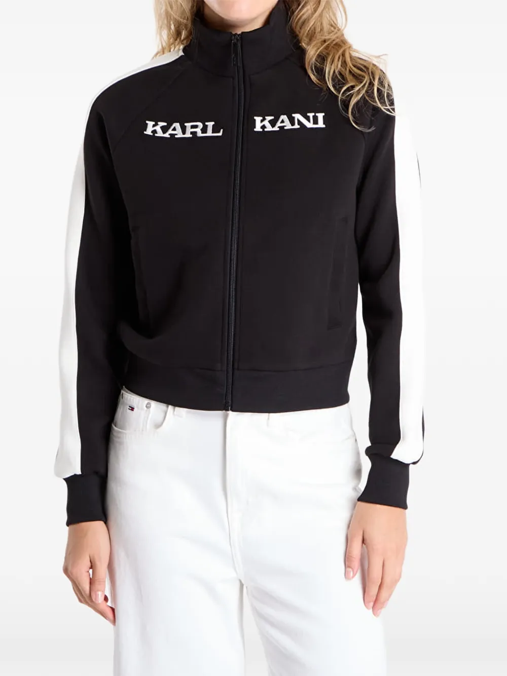 karl kani logo-embroidered side-stripe jacket - Nero