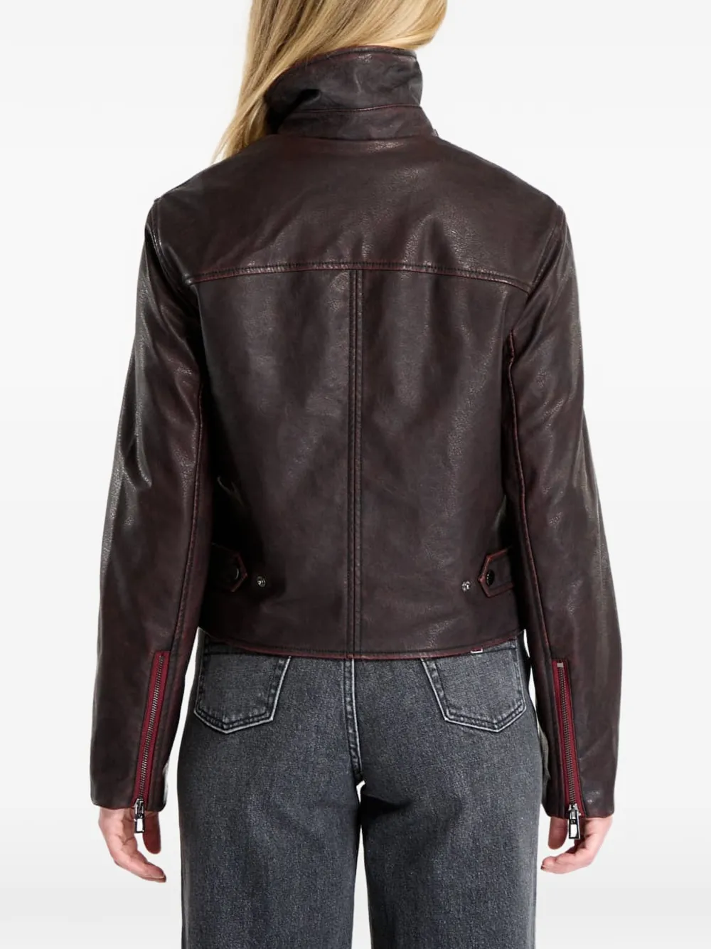 Desigual Jack met gerafelde afwerking en hoge hals Bruin