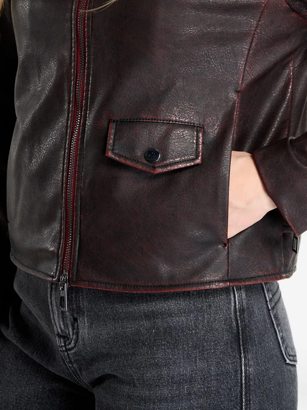 Desigual Jack met gerafelde afwerking en hoge hals Bruin