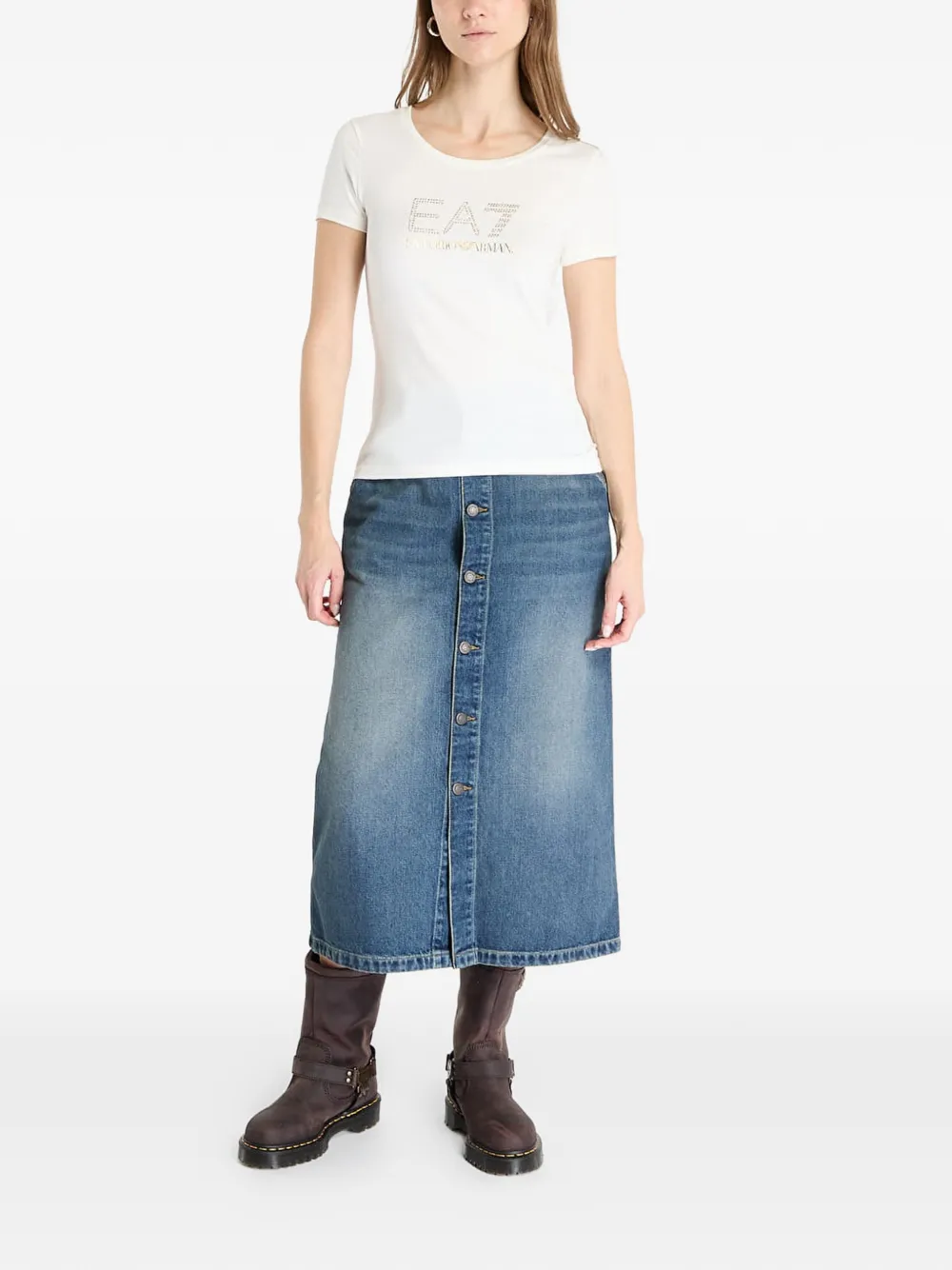 Ea7 Emporio Armani T-shirt met studs Wit