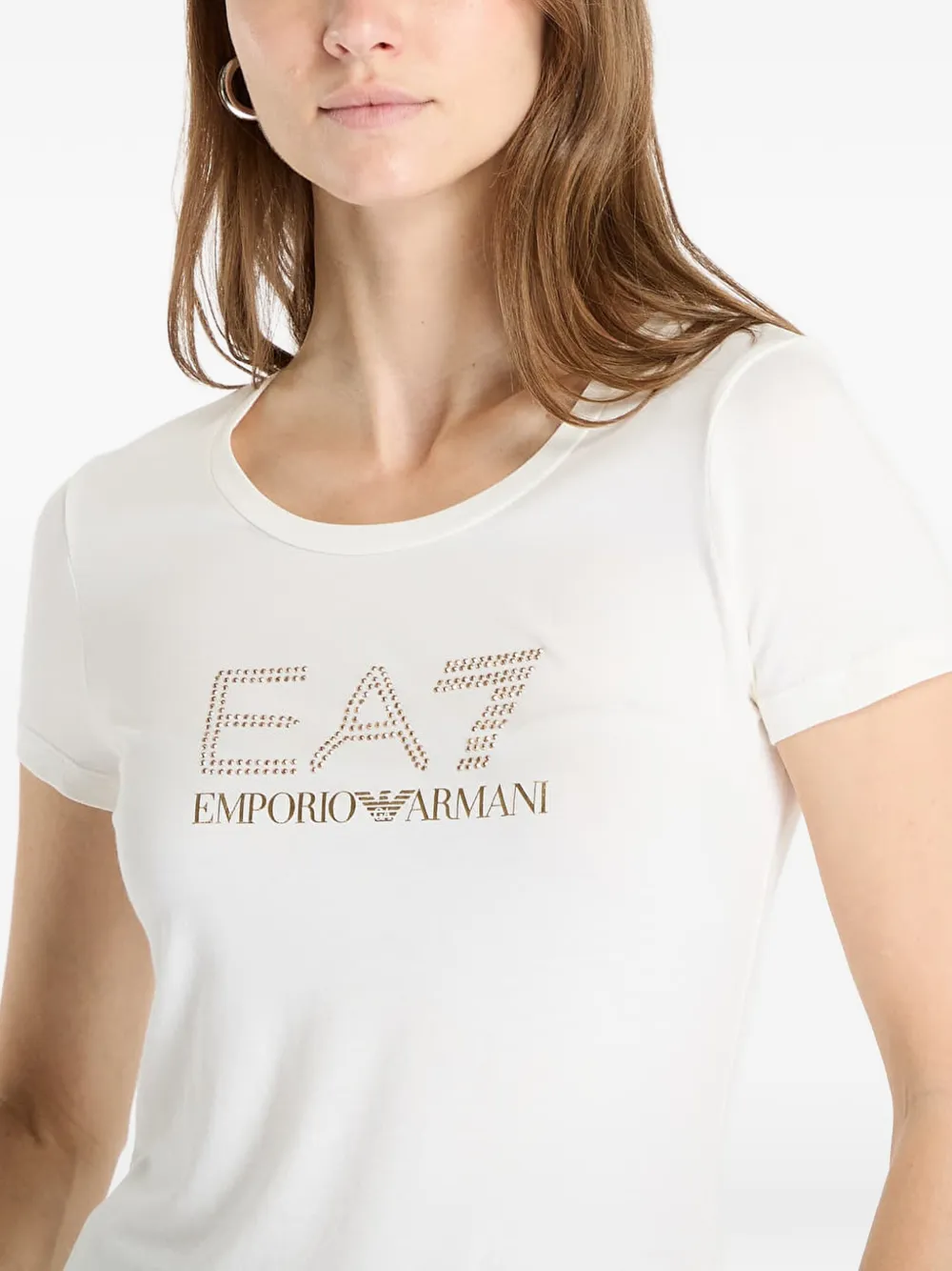 Ea7 Emporio Armani T-shirt met studs Wit