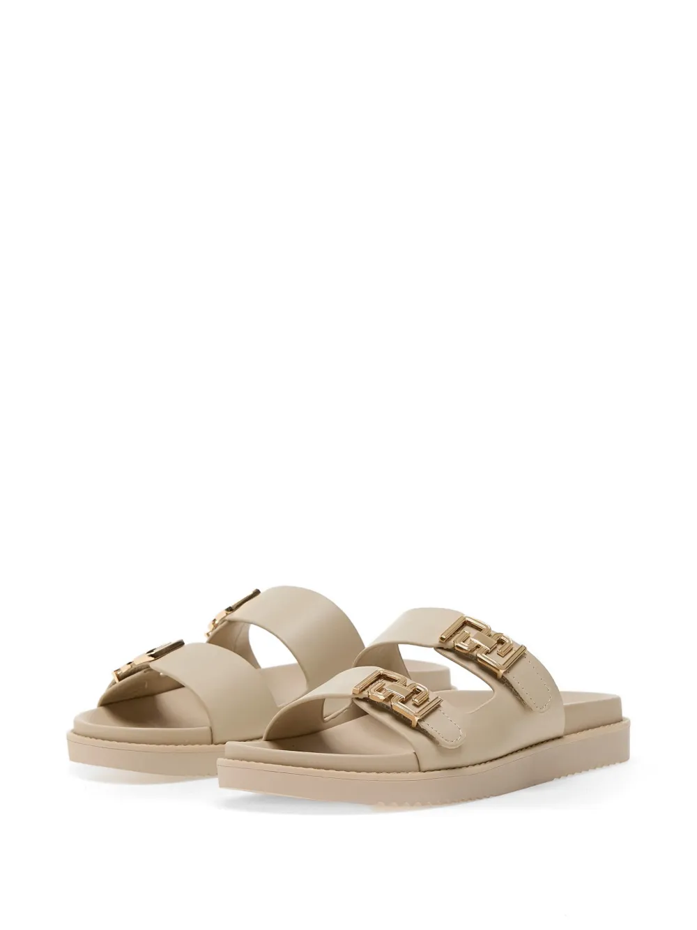 Aldo Alessie slippers met logoplakkaat en dubbel bandje Beige