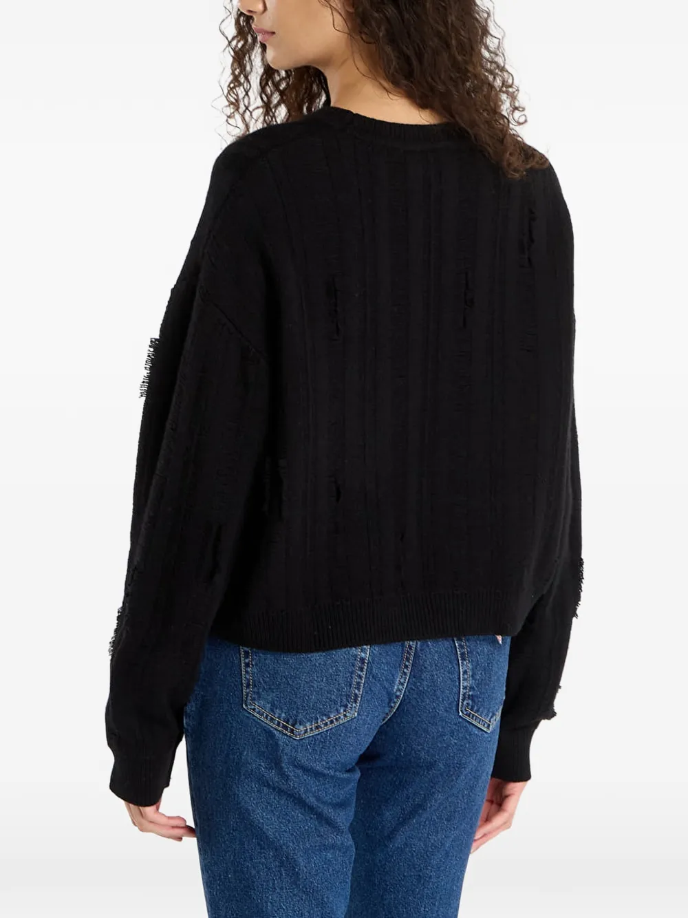 GUESS USA Originals Eco gerafelde katoenen trui Zwart