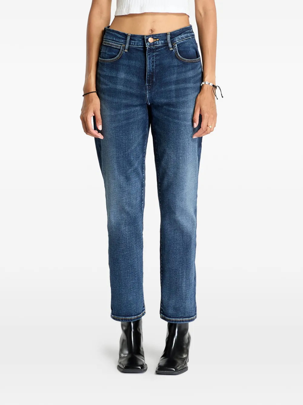 Wrangler Wrangler whiskered straight-leg jeans - Blu