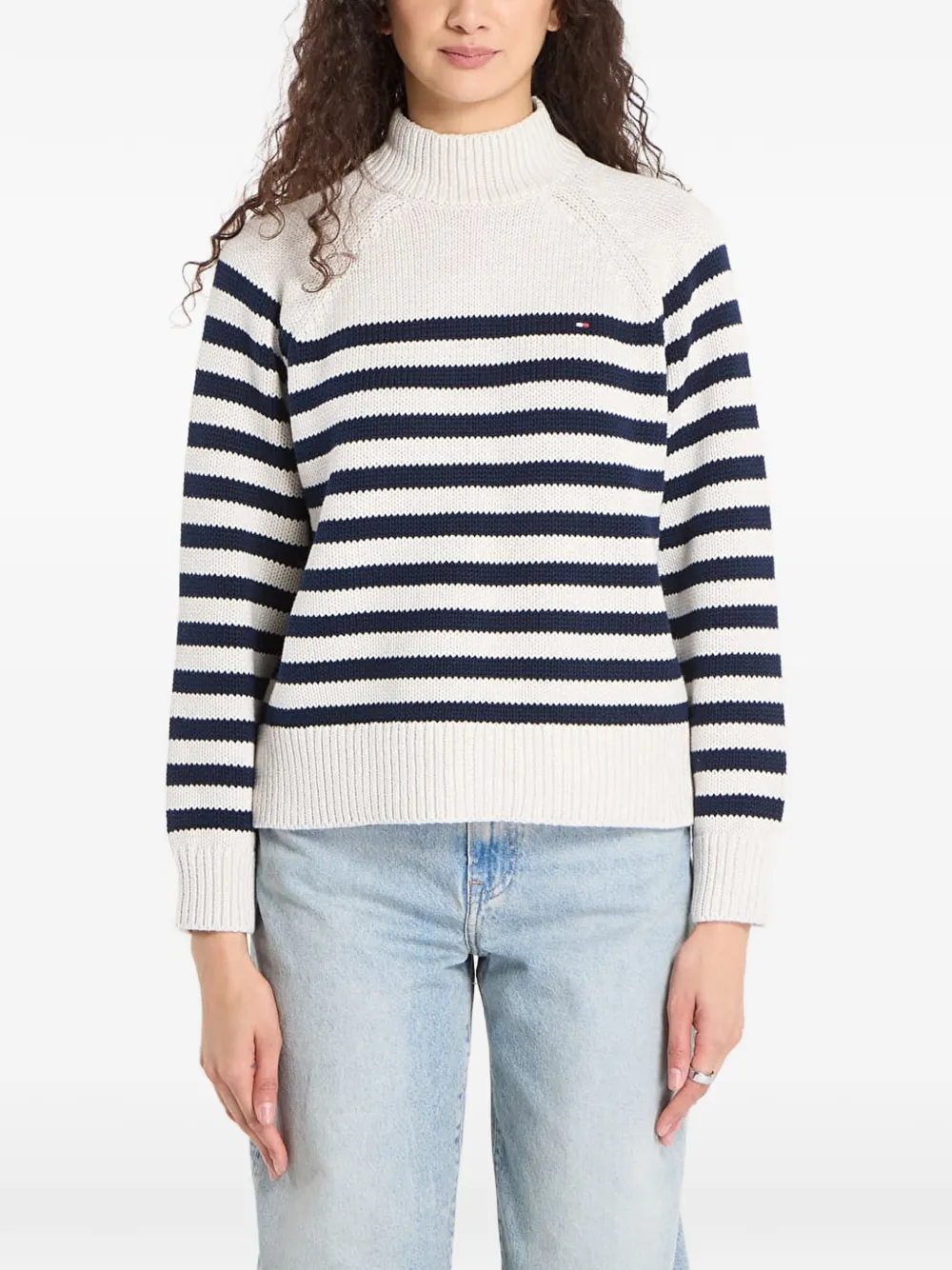 Tommy Hilfiger stripe-pattern raglan-sleeve sweater - Bianco
