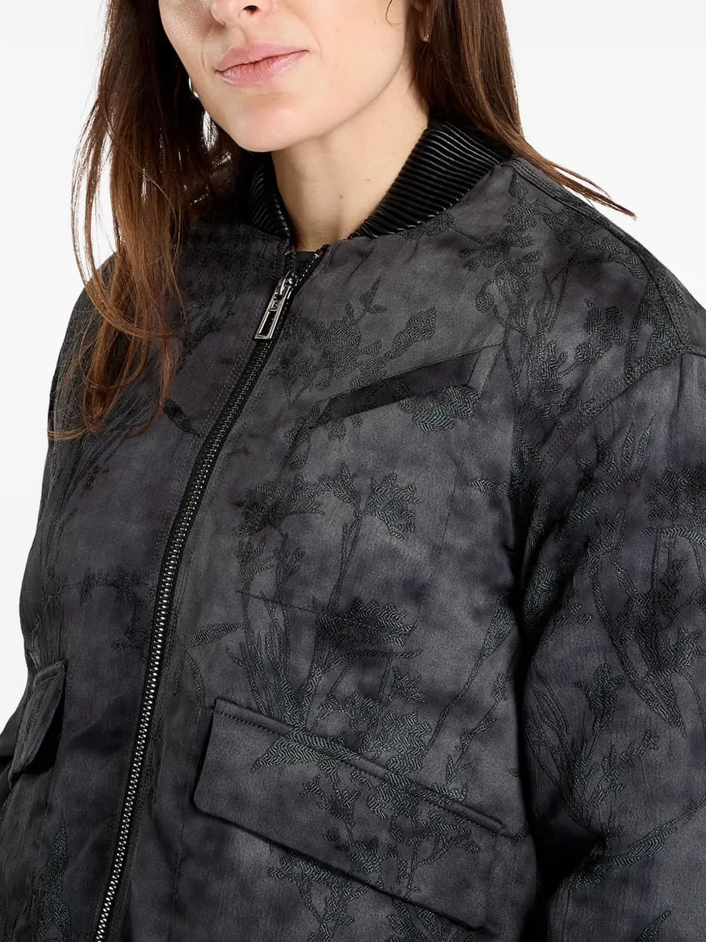 Desigual Jack met geborduurde bloemen en tie-dye print Grijs