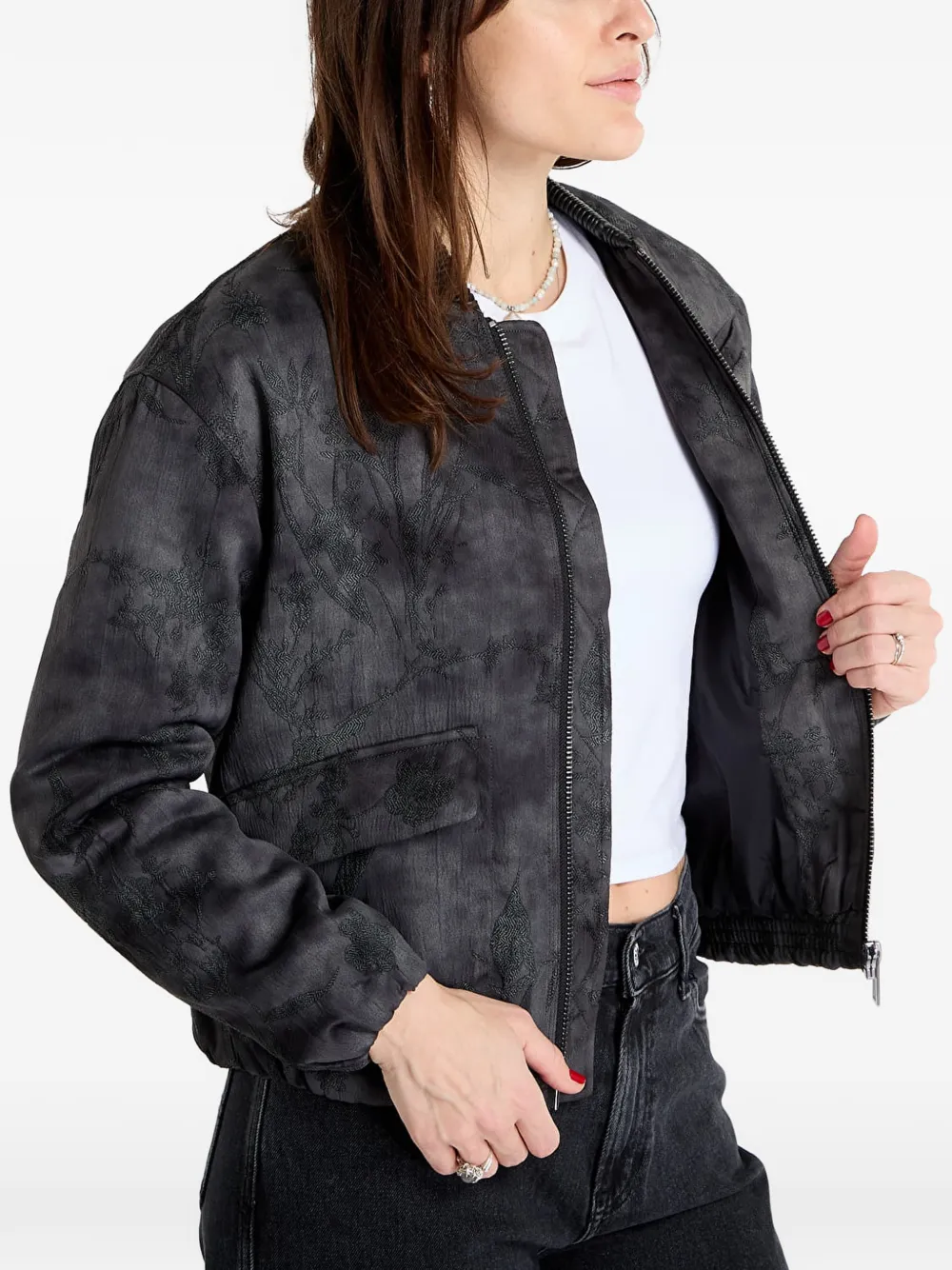 Desigual Jack met geborduurde bloemen en tie-dye print Grijs