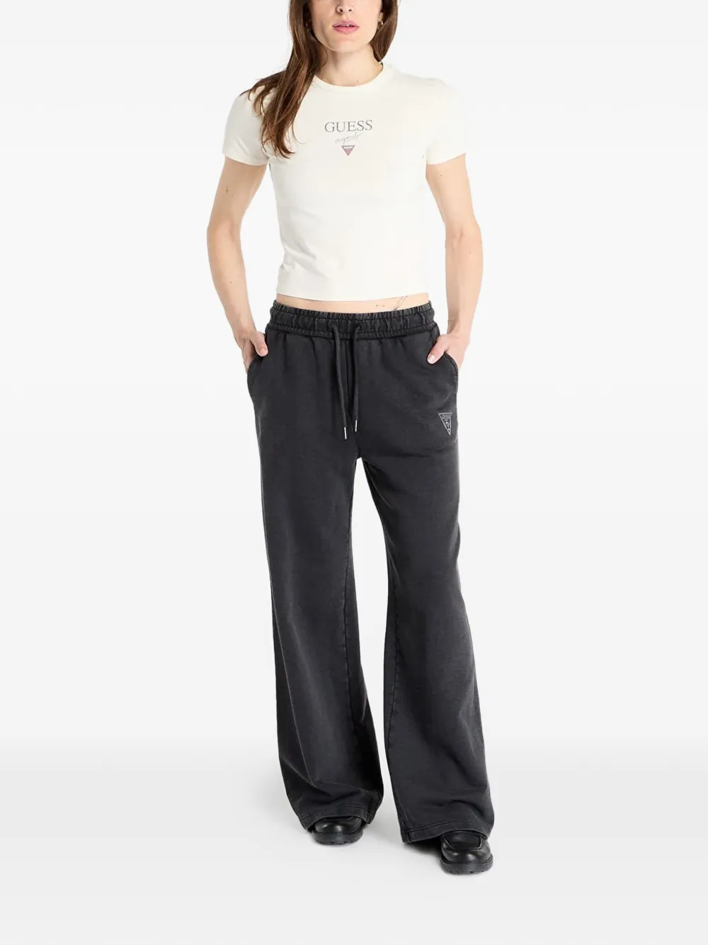 GUESS USA Trainingsbroek met logopatch Grijs