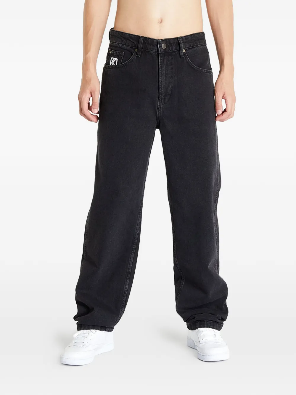 karl kani logo-embroidered jeans - Nero