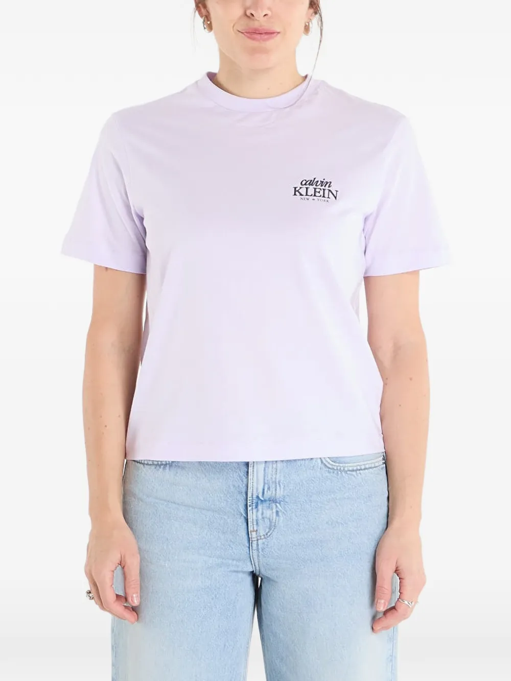 Calvin Klein logo-embroidered T-shirt - Violett