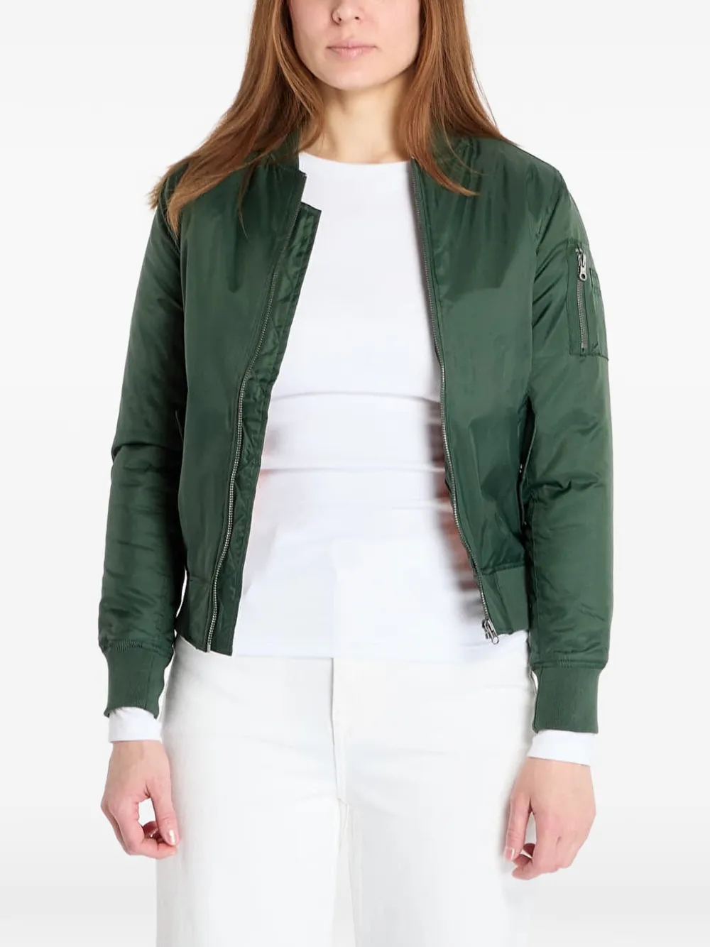 Urban Classics Bomber con zip - Verde