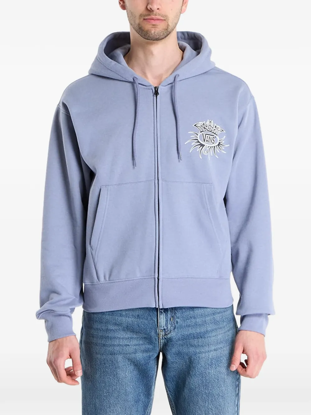 Vans Logo-print Zip-up Hoodie In Blue