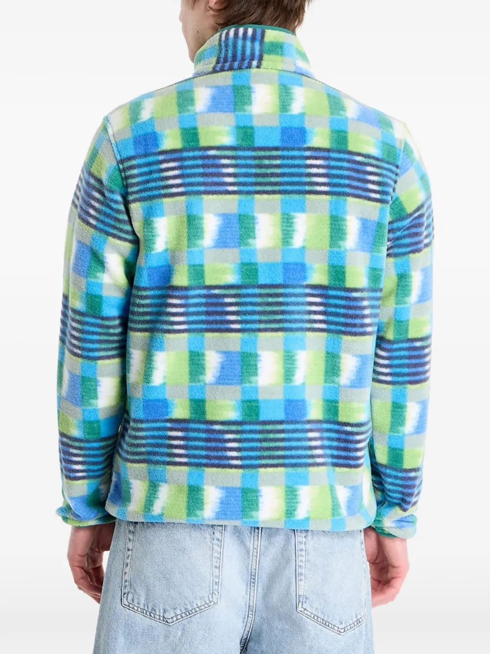 Patagonia Geruite fleece pullover Blauw