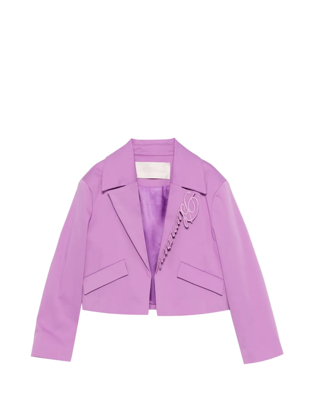 Miss Blumarine logo-embroidery cropped blazer - Violett