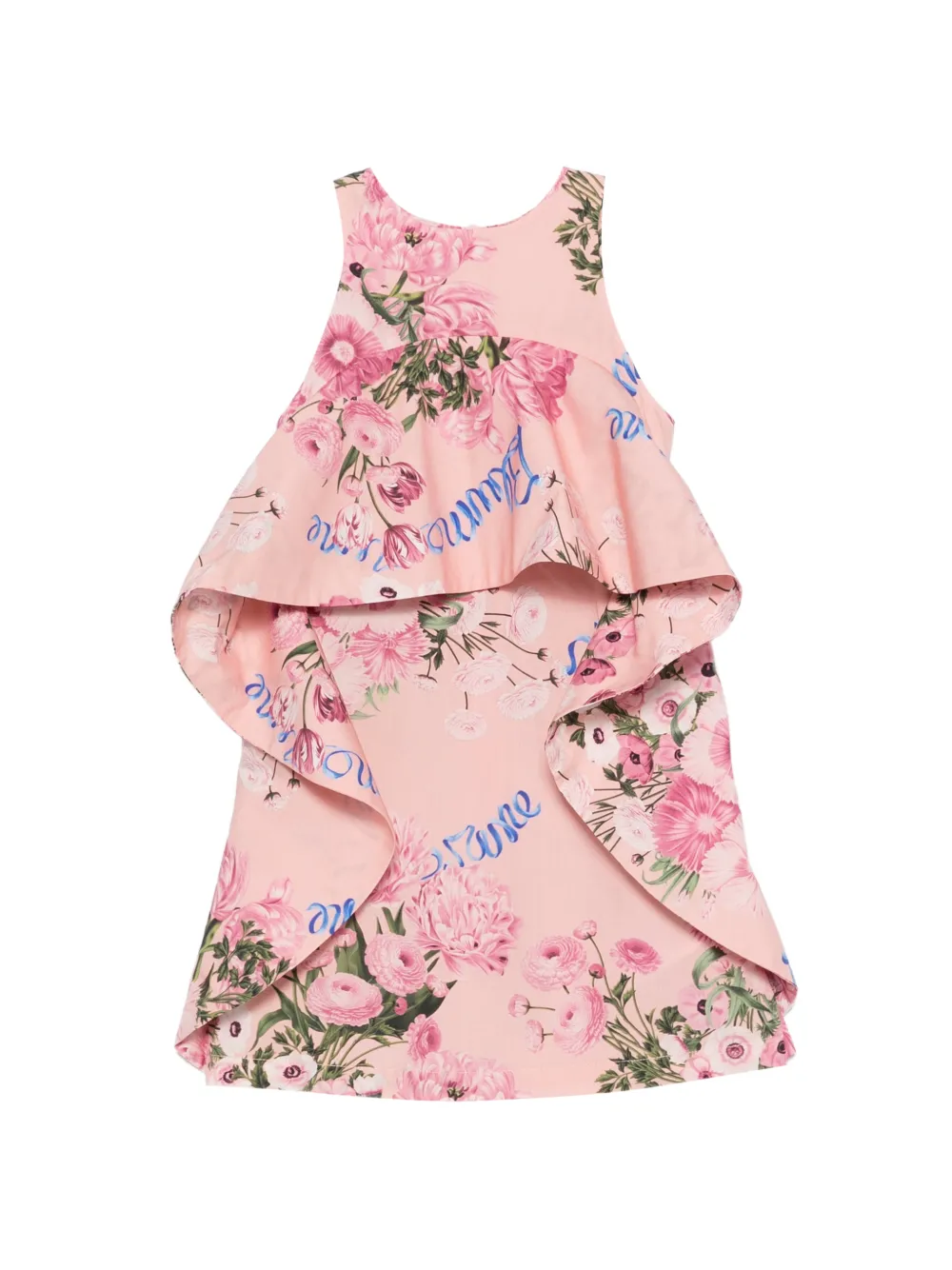 Miss Blumarine floral-print ruffled-detail dress - Rosa