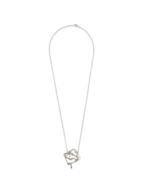 Rabanne Molten Cube Pendant Necklace in Silver