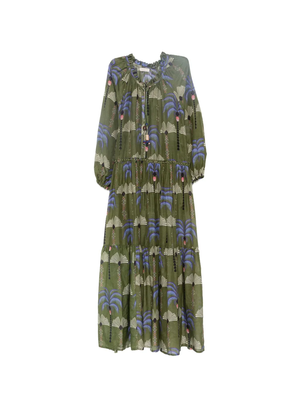 Caterina palm-print tiered dress