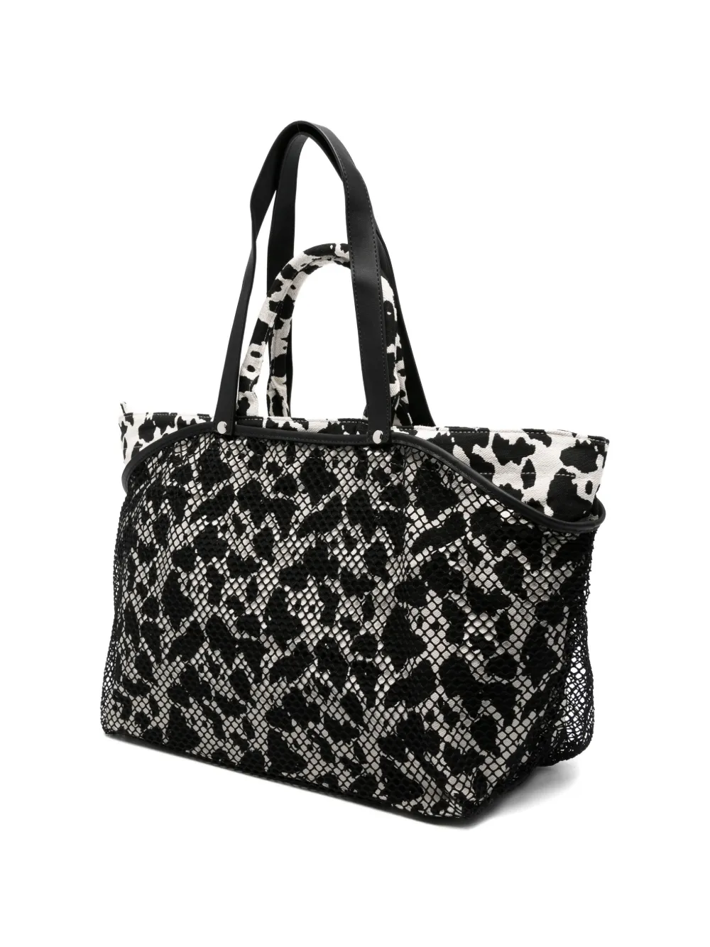 Secret Pon City mesh shopper met print Beige